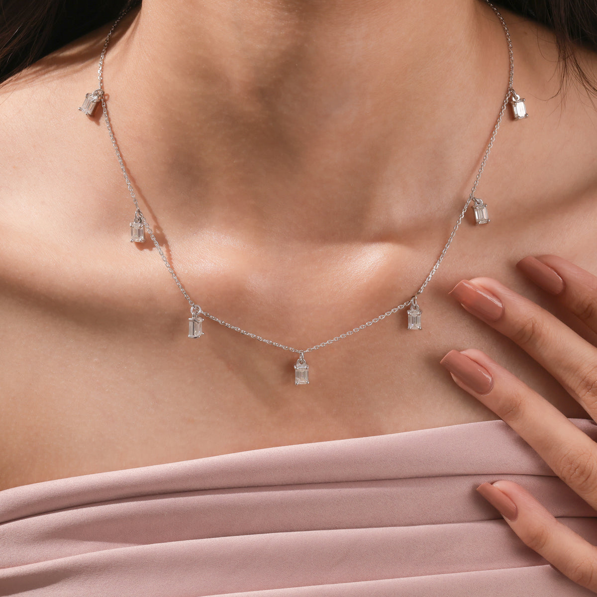 Emerald Cut Diamond Necklace