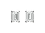 18k white gold Emerald cut Diamond Earrings set in a four prong setting