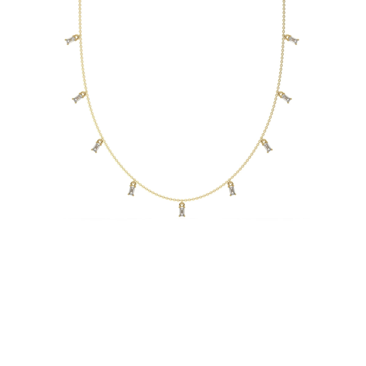 0.90 CT Nine Emerald Cut Lab Grown Dangling Diamond Necklace