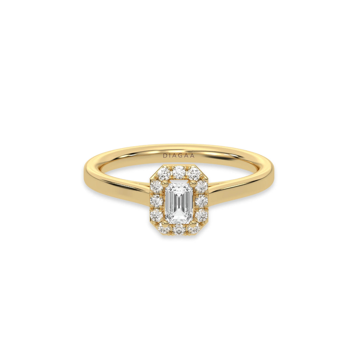 Emerald Diamond Ring, Halo Engagement Ring, Solitaire Ring, Emerald Cut Diamond Wedding Ring