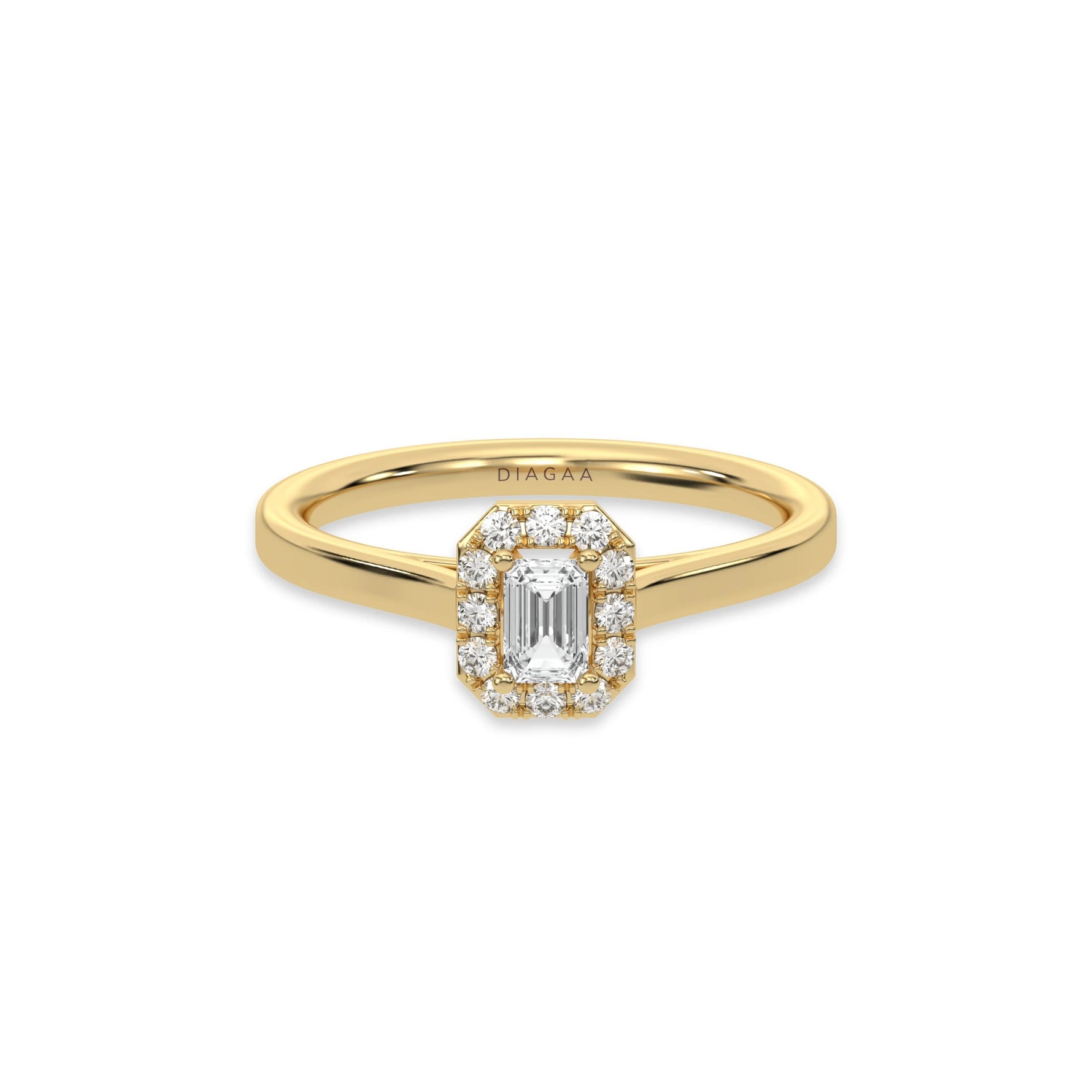 Emerald Diamond Ring, Halo Engagement Ring, Solitaire Ring, Emerald Cut Diamond Wedding Ring