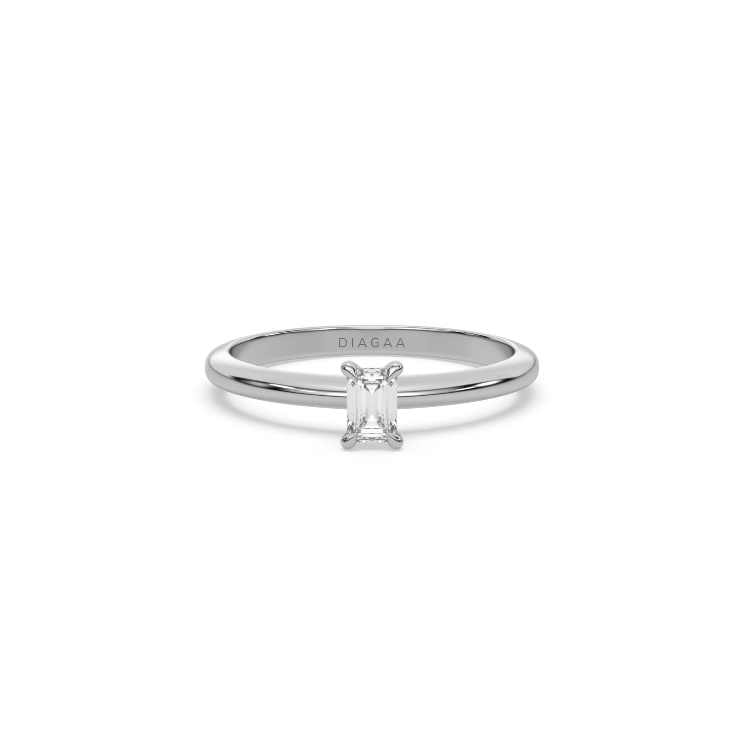 Natural Diamond Emerald Cut Solitaire Diamond Ring