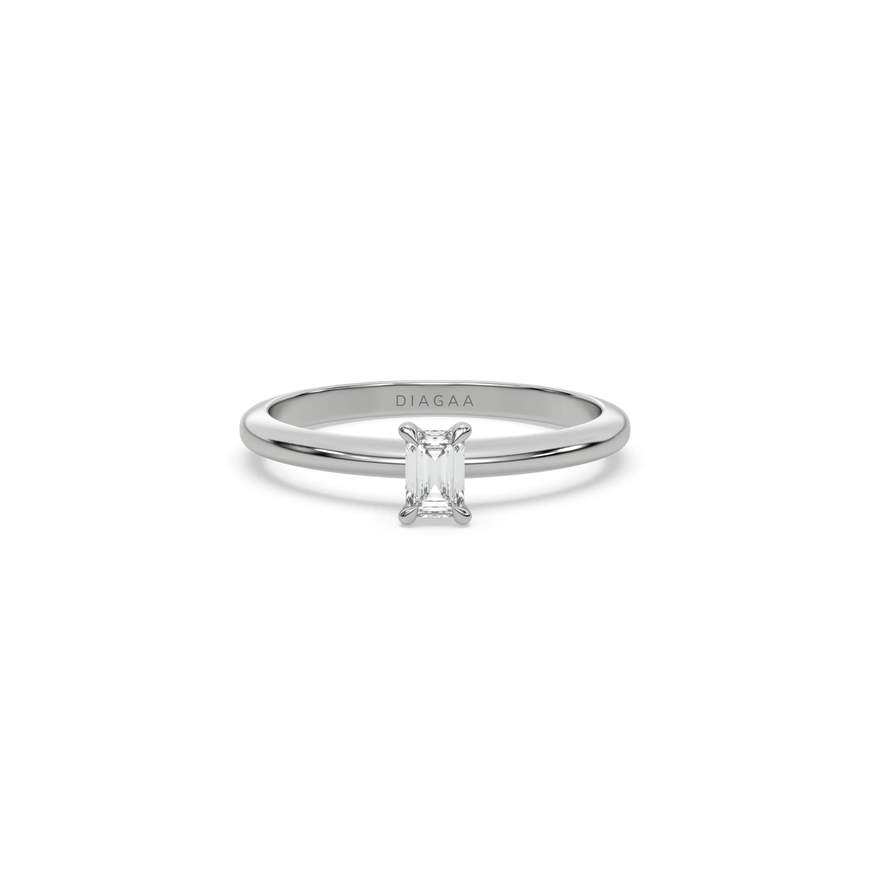 Natural Diamond Emerald Cut Solitaire Diamond Ring