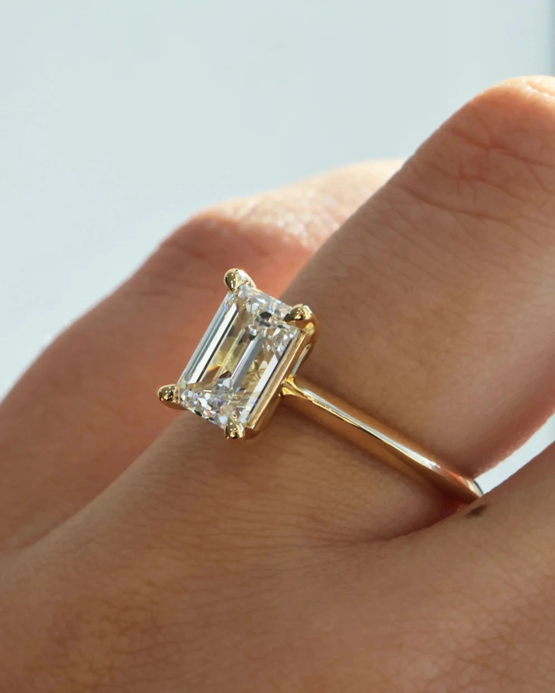 Emerald Engagement Ring, Emerald Cut Diamond Ring, Emerald Cut Wedding Ring, Single Diamond Ring, Promise Ring For Her, Proposal Ring, Gift