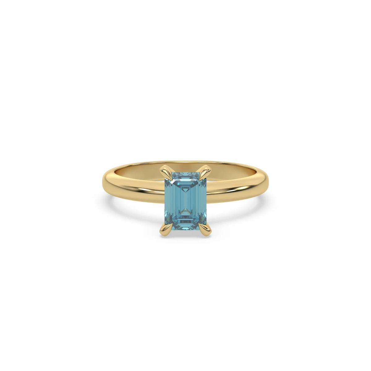 Fancy Blue Diamond Classic Emerald Solitaire Ring