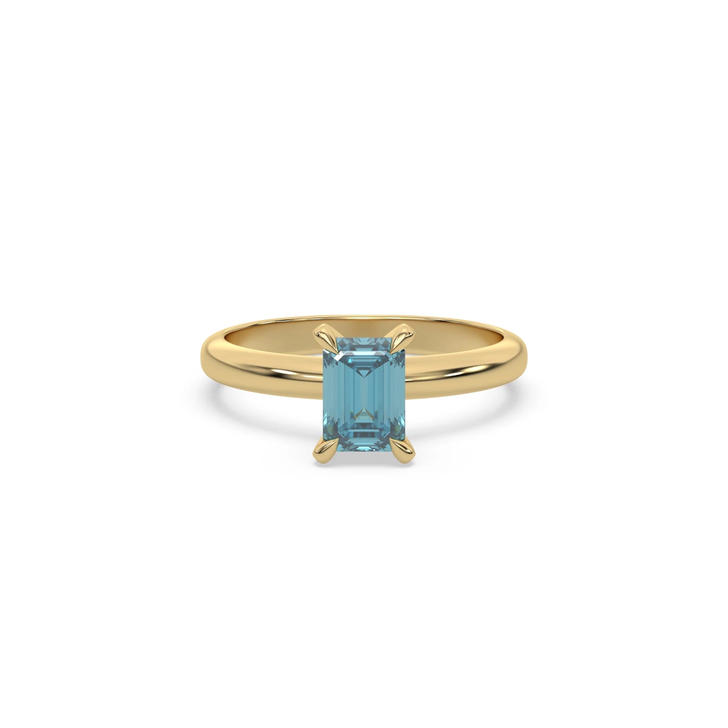 Fancy Blue Diamond Classic Emerald Solitaire Ring