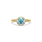 Blue Diamond Classic Round Halo Engagement Ring