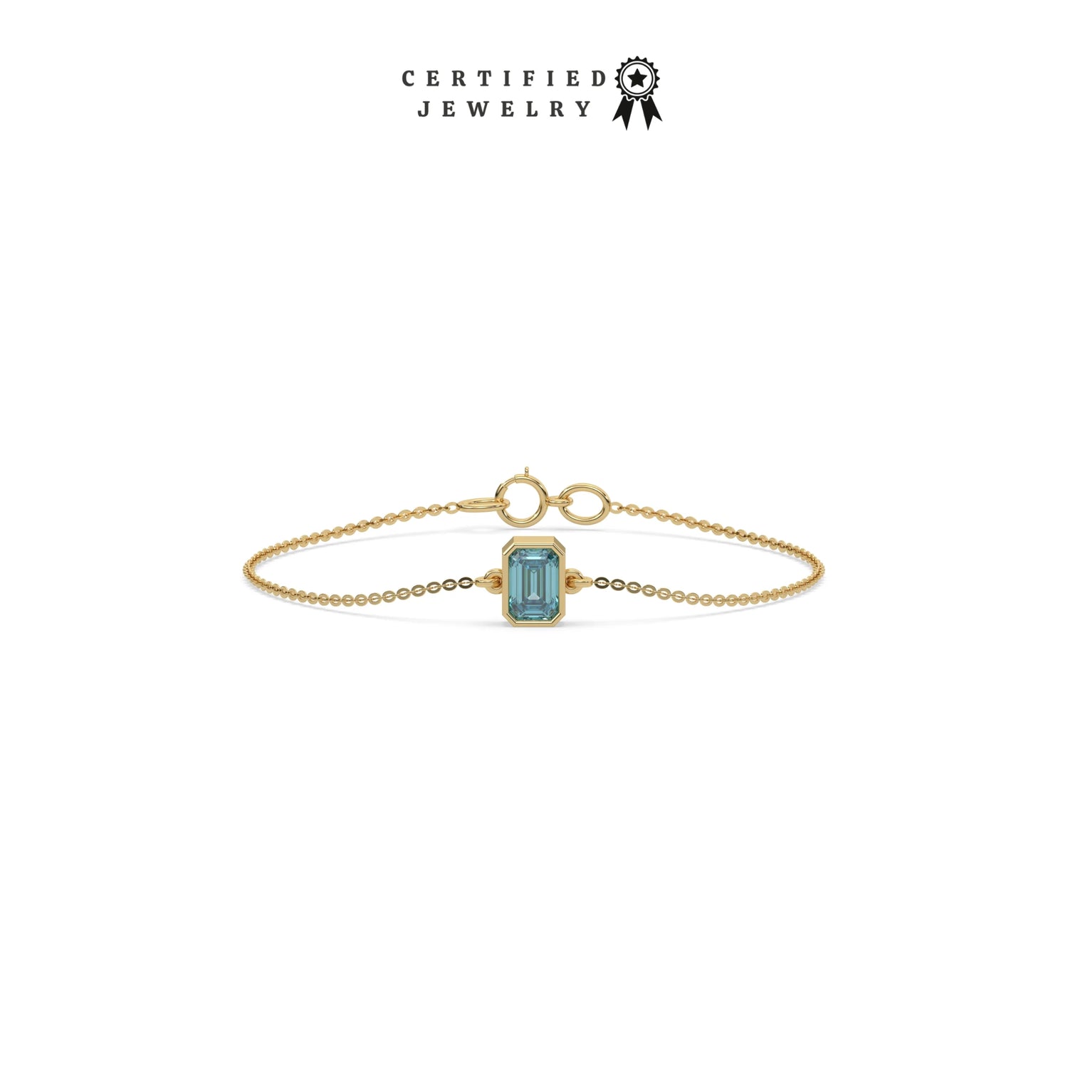 3 CT Fancy Blue Diamond Emerald Bezel Bracelet