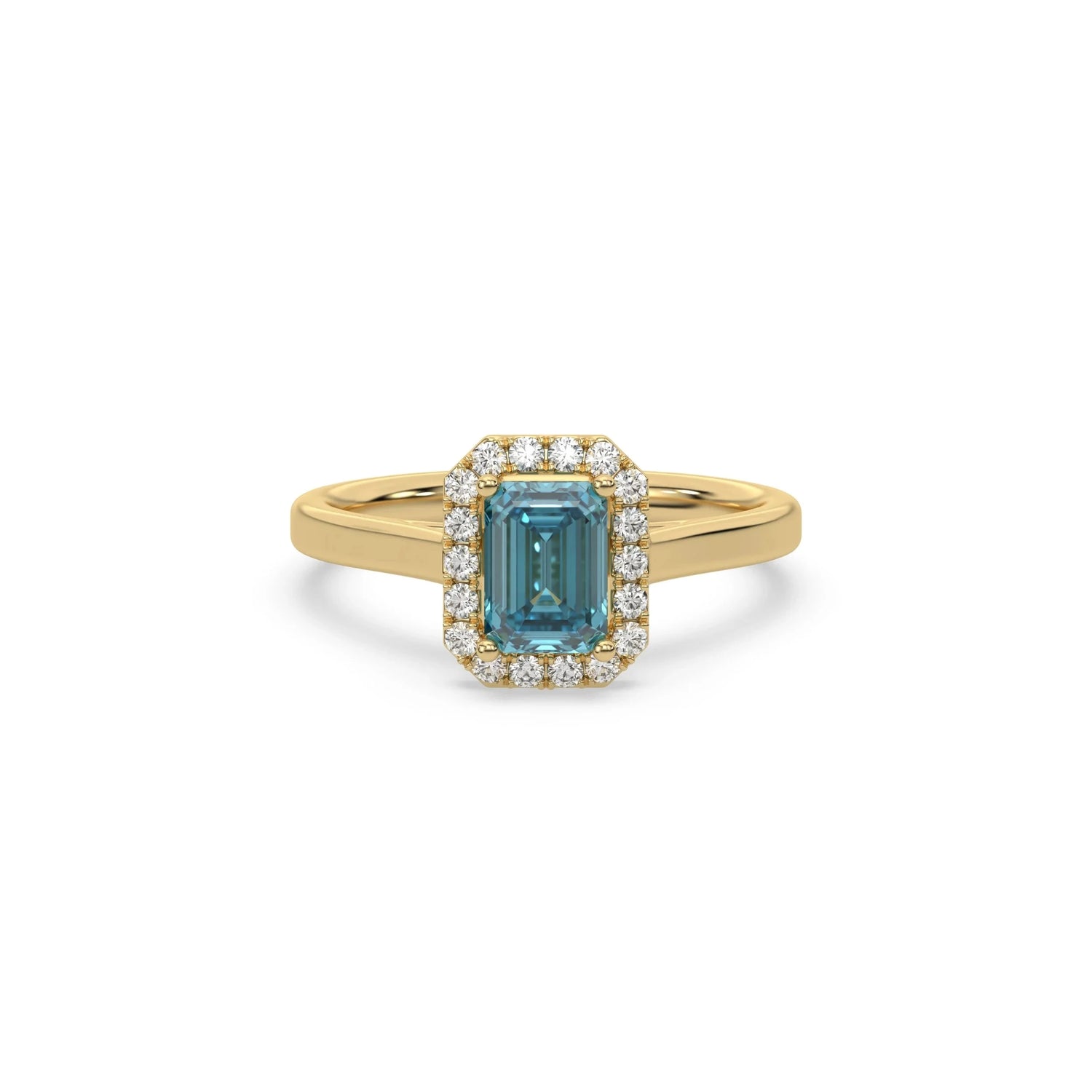 Blue Emerald Cut Diamond Ring