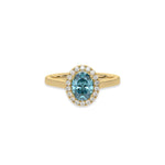 14K Yellow Gold Fancy Blue Oval Diamond Engagement Ring