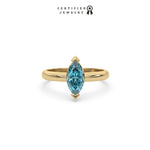 Blue Diamond Ring, Marquise Cut Diamond Ring, Solid Gold Engagement Ring, Marquise Diamond Ring, 18K Marquise Wedding Ring