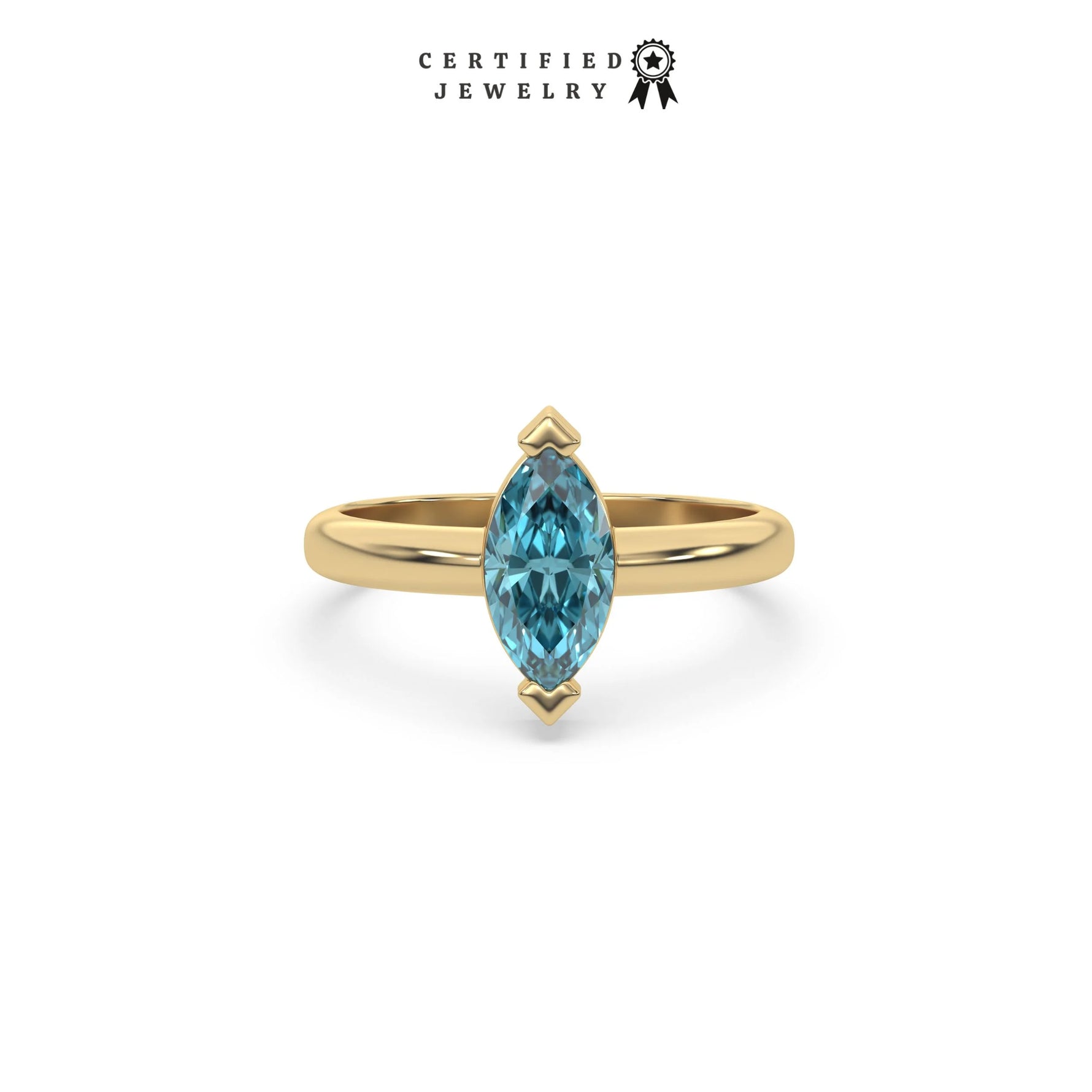 Blue Diamond Ring, Marquise Cut Diamond Ring, Solid Gold Engagement Ring, Marquise Diamond Ring, 18K Marquise Wedding Ring