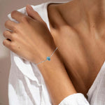 Fancy Blue Solitaire Pear Diamond Bracelet made with fancy Blue Pear-cut diamond, securely set in bezel setting