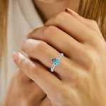 18K White Gold Fancy Blue Diamond Pear Solitaire Engagement Ring