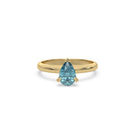18K Yellow Gold Fancy Blue Diamond Pear Solitaire Engagement Ring