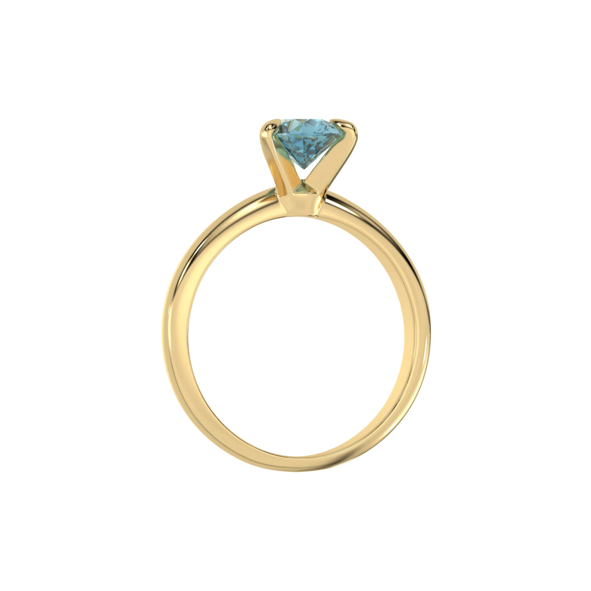 18K Yellow Gold 1.50CT Fancy Blue Diamond Pear Solitaire Engagement Ring