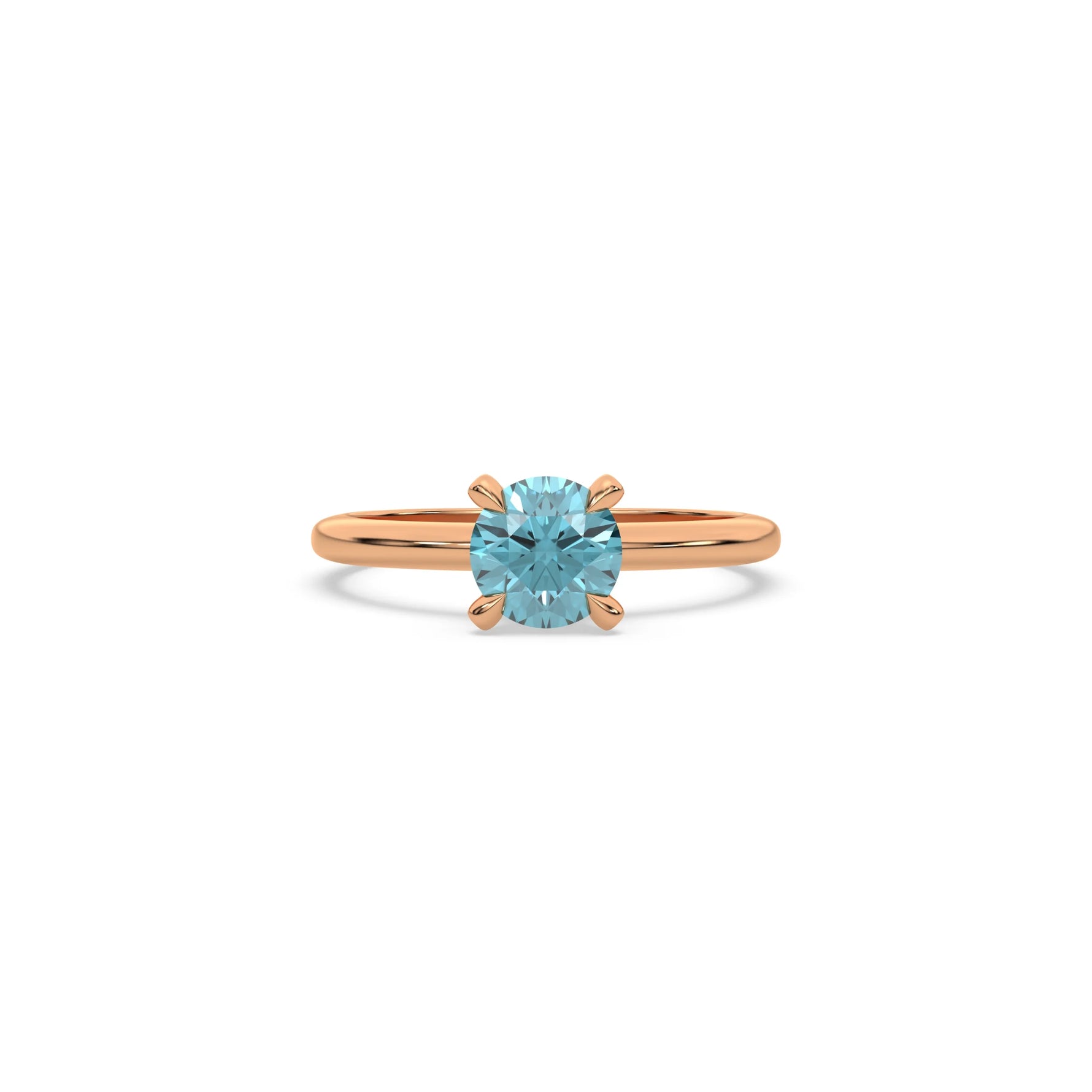 Blue Diamond Ring, Round Diamond Ring, Solitaire Diamond Ring, Engagement Ring,  14K Gold Diamond Wedding Ring, Ring For Women