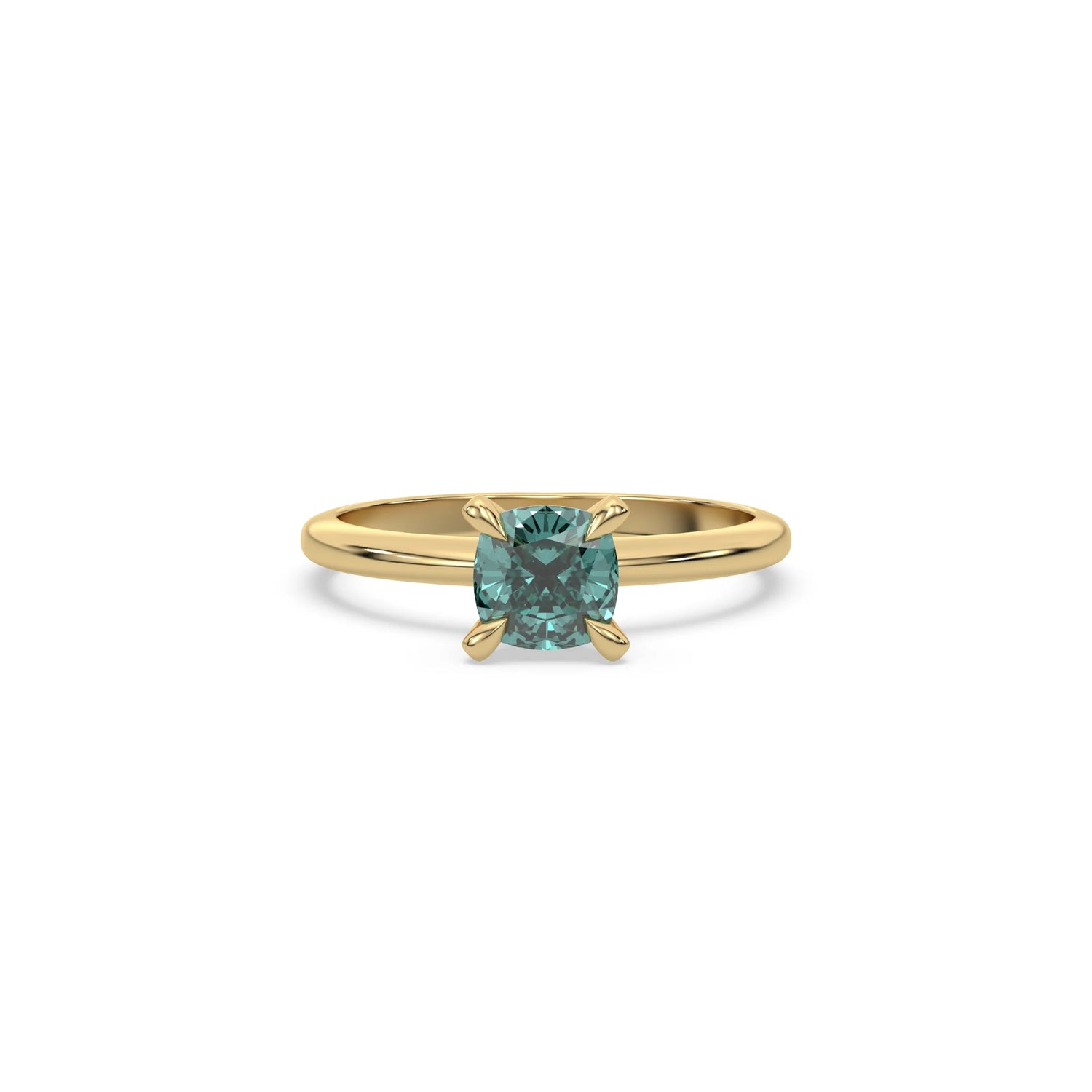 Fancy Green Diamond Classic Cushion Solitaire Ring