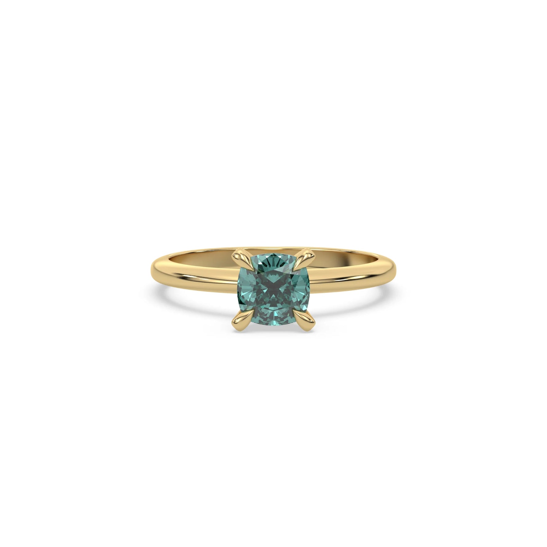 Fancy Green Diamond Classic Cushion Solitaire Ring