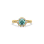 Green Diamond Classic Round Halo Engagement Ring