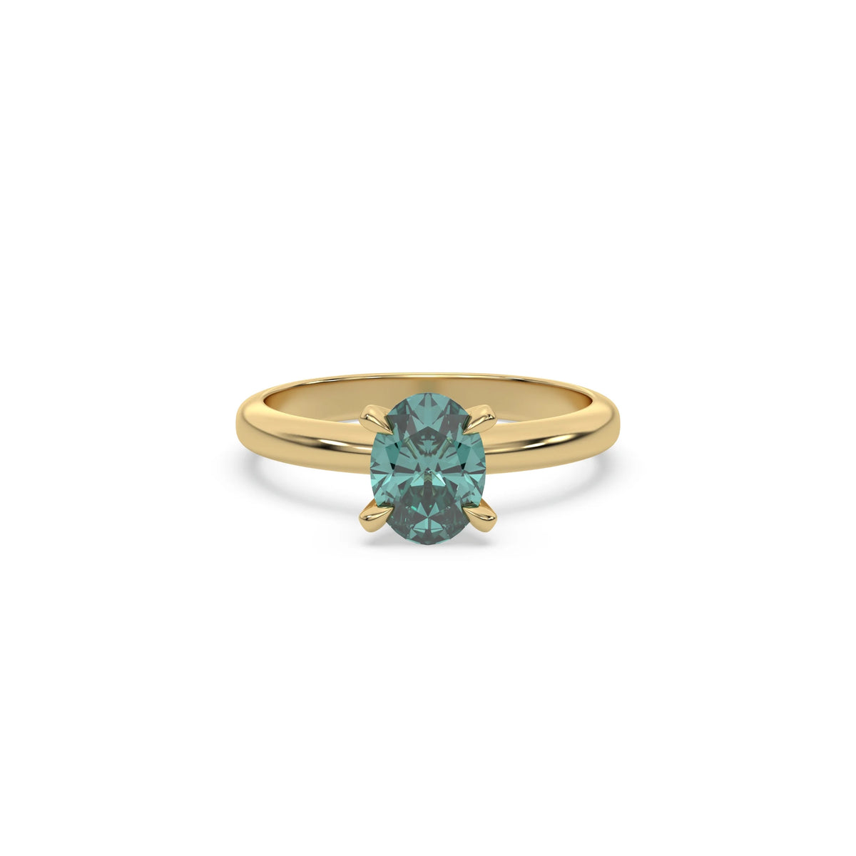 Green Diamond Classic Oval Engagement Ring