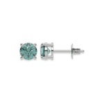 18k white gold Round Diamond Studs made with fancy green round brilliant-cut diamonds set in a four prong setting