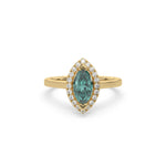 Green Diamond Marquise Halo Engagement Ring