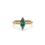 14K Yellow Gold Fancy Green Marquise Cut Solitaire Engagement Ring