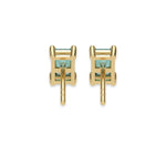 This yellow gold Classic Radiant Diamond Earrings made with a fancy green radiant-cut diamonds set in a four prong setting in back view