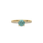 18K Yellow Gold Fancy Blue Round Diamond Solitaire Engagement Ring