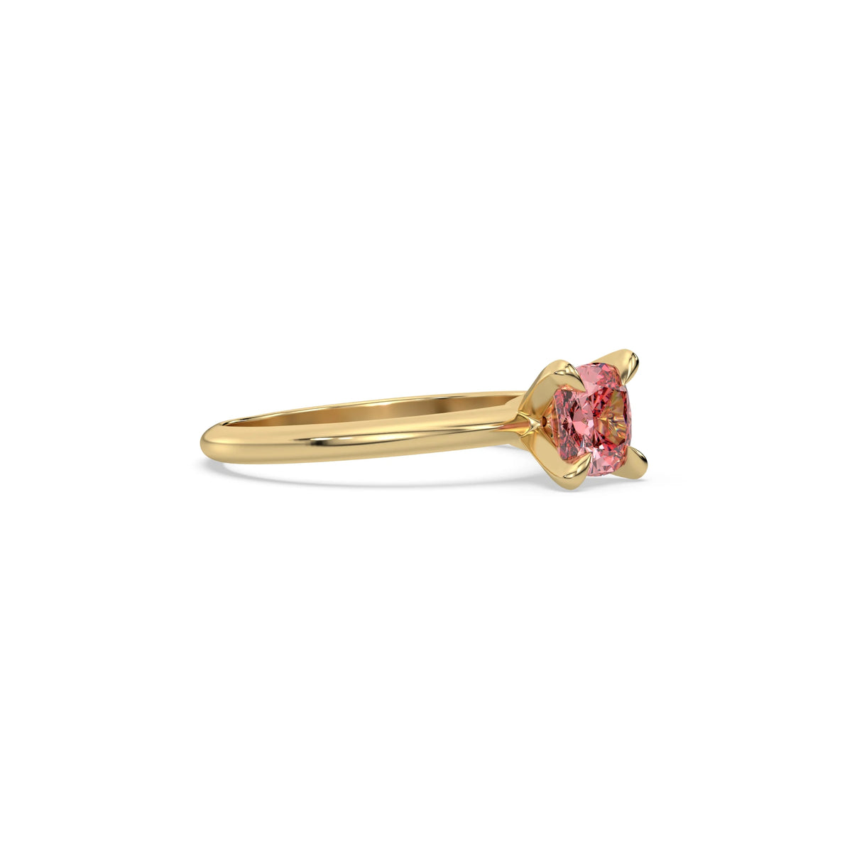 Pink Diamond Ring, Cushion Cut Diamond Solitaire Ring, Cushion Cut Engagement Ring, 14K Gold Diamond Ring, Anniversary Gift For Her