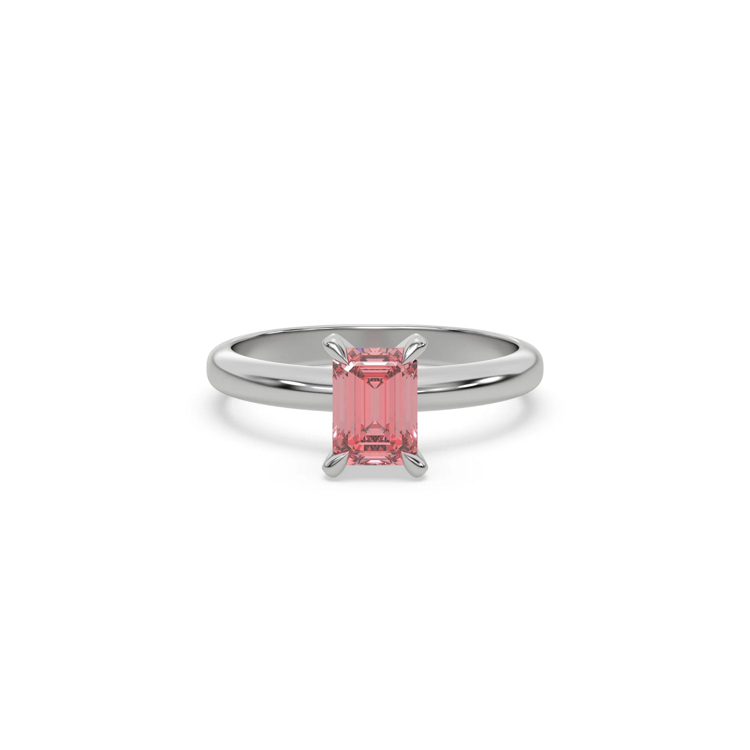 Pink Diamond Classic Emerald Solitaire Ring