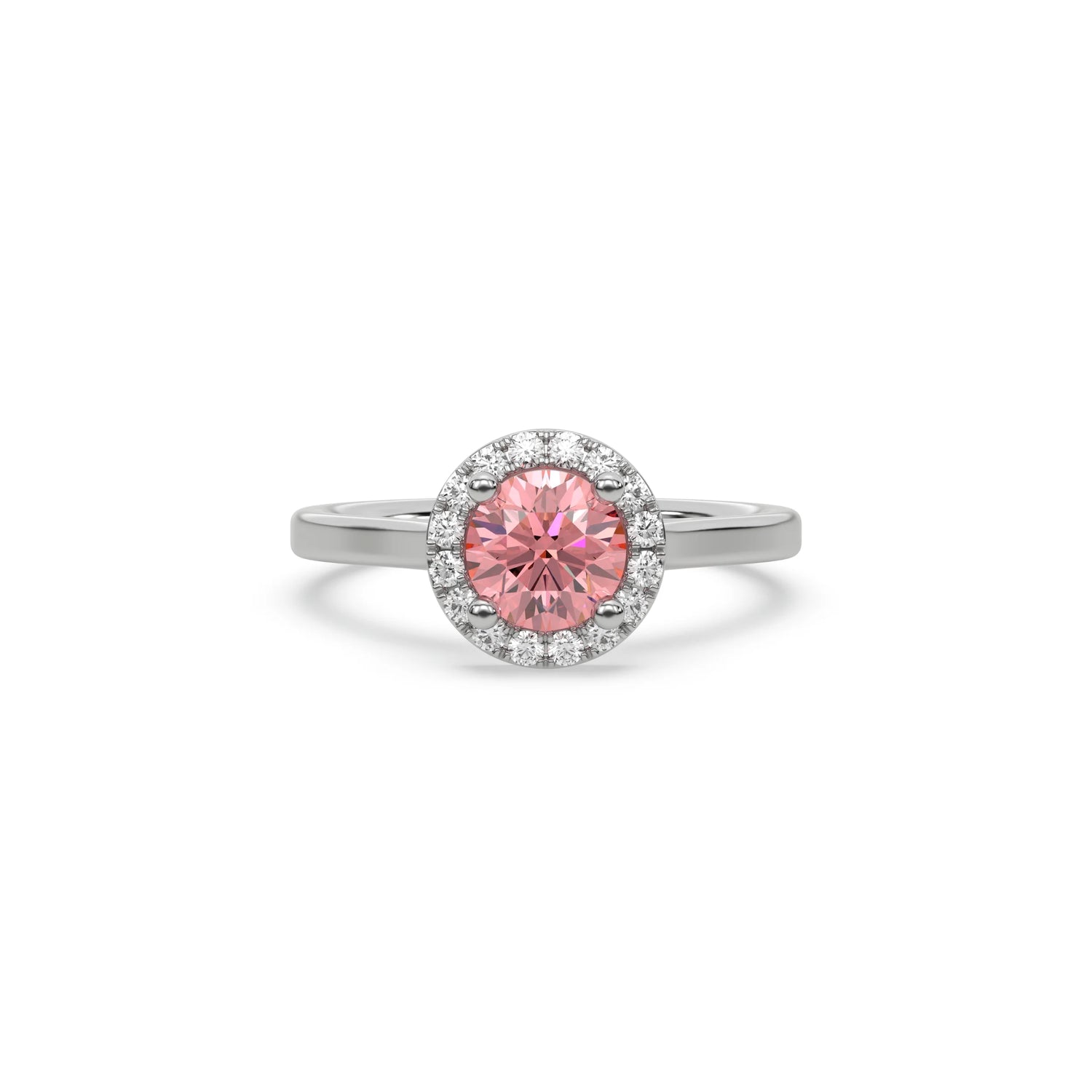 Pink Diamond Classic Round Halo Engagement Ring