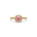 Pink Round Halo Engagement Ring, Round Halo Wedding Ring, Halo Round Diamond Engagement Ring,