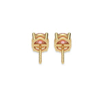 This yellow gold Classic Round Diamond Studs made with fancy pink round brilliant-cut diamonds set in a four prong setting in back view