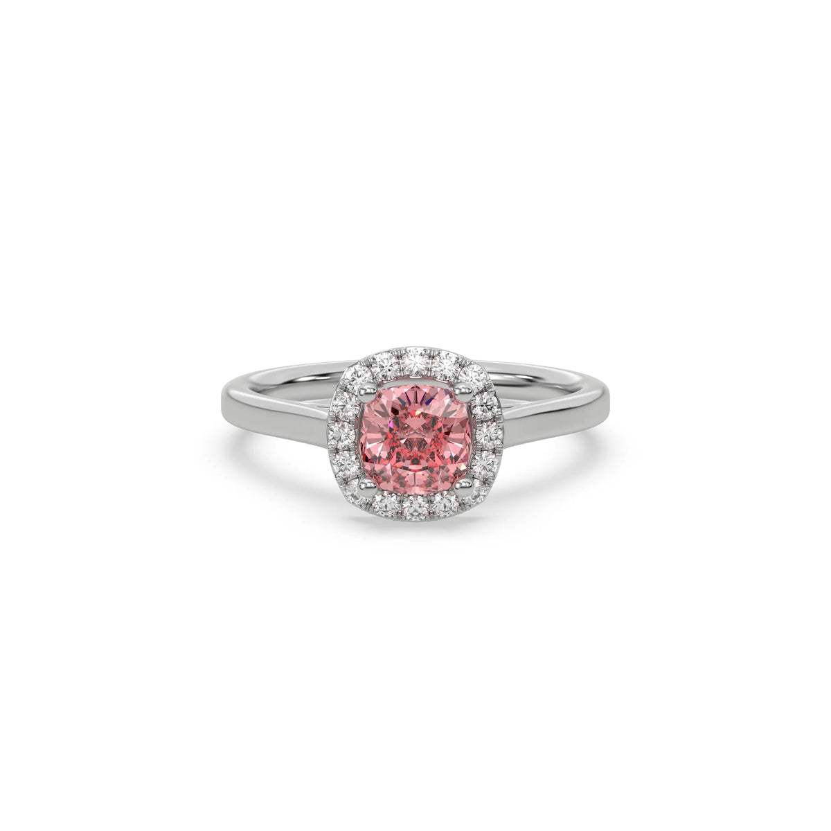 Pink Diamond Cushion Halo Engagement Ring