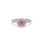 Pink Diamond Cushion Halo Engagement Ring