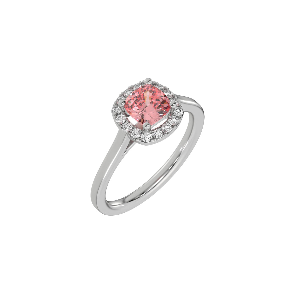 Pink Cushion Halo Diamond Ring, Pink Diamond Ring, Cushion Cut Engagement Ring, Cushion Halo Wedding Ring