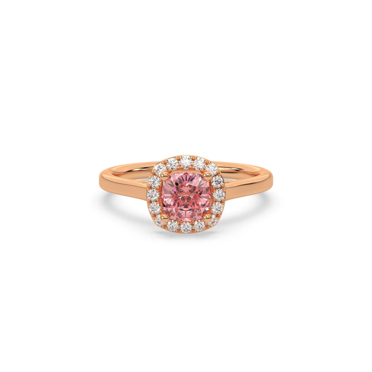 Pink Cushion Halo Diamond Ring, Pink Diamond Ring, Cushion Cut Engagement Ring, Cushion Halo Wedding Ring