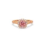 Pink Cushion Halo Diamond Ring, Pink Diamond Ring, Cushion Cut Engagement Ring, Cushion Halo Wedding Ring