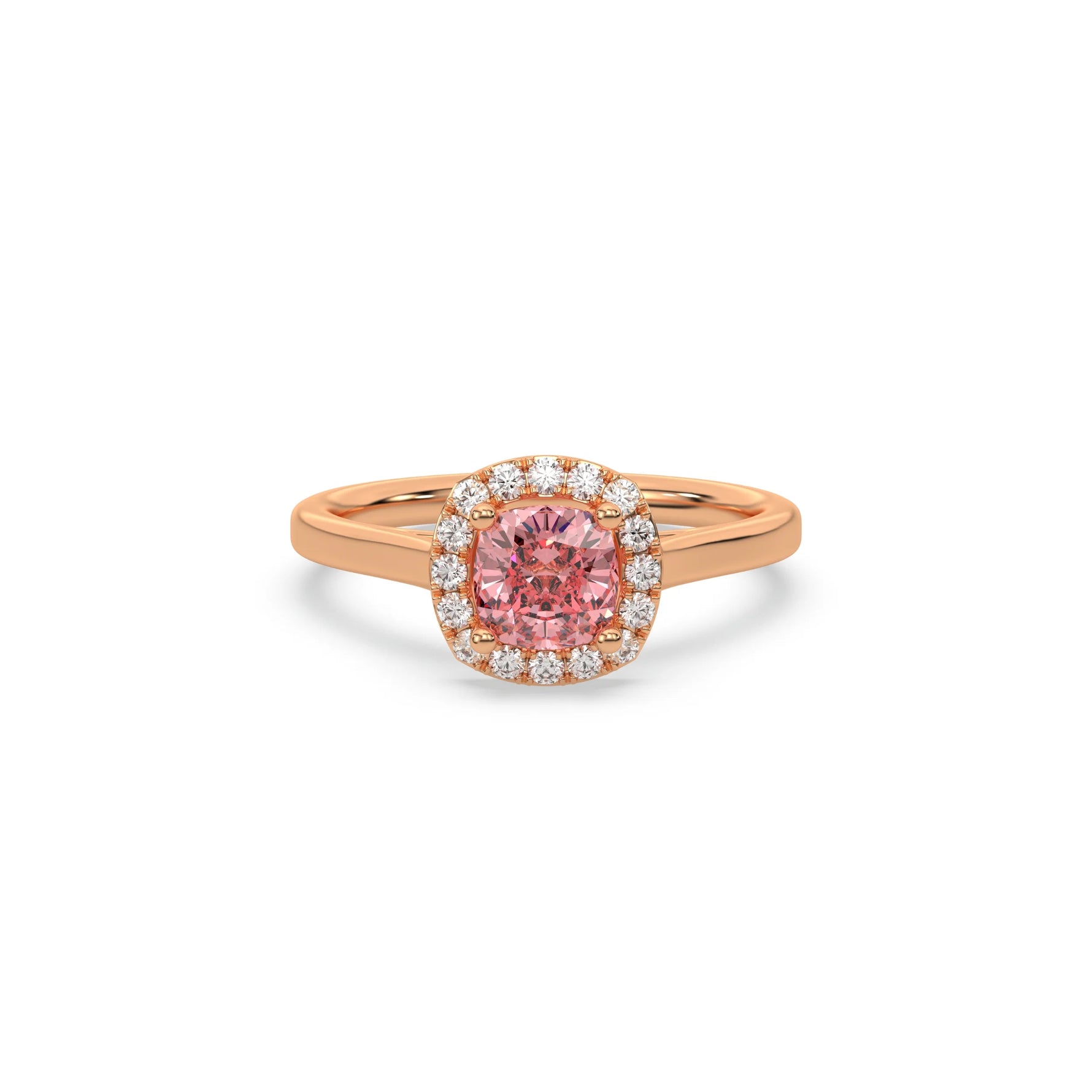 Pink Cushion Halo Diamond Ring, Pink Diamond Ring, Cushion Cut Engagement Ring, Cushion Halo Wedding Ring