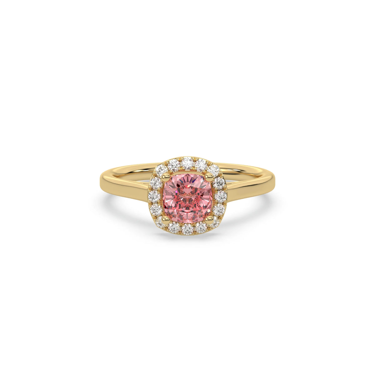 Pink Cushion Halo Diamond Ring, Pink Diamond Ring, Cushion Cut Engagement Ring, Cushion Halo Wedding Ring