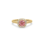 Pink Cushion Halo Diamond Ring, Pink Diamond Ring, Cushion Cut Engagement Ring, Cushion Halo Wedding Ring