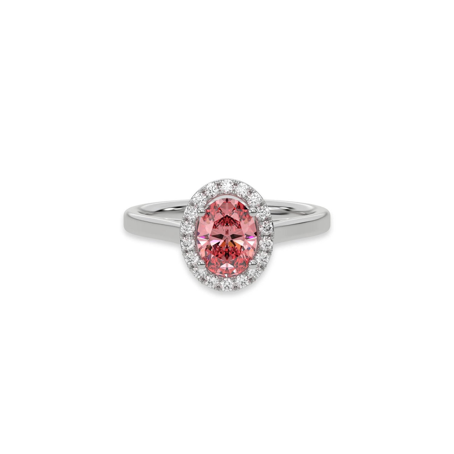 14K White Gold Fancy Pink Oval Diamond Engagement Ring