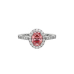 14K White Gold Fancy Pink Oval Solitaire Diamond Engagement Ring
