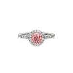 14K White Gold Fancy Pink Round Solitaire Diamond Engagement Ring