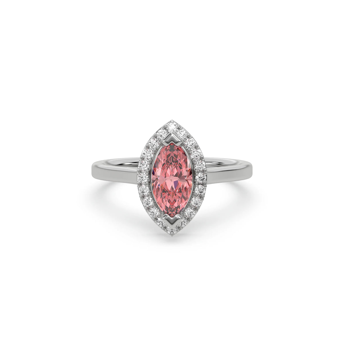 Pink Diamond Marquise Halo Engagement Ring