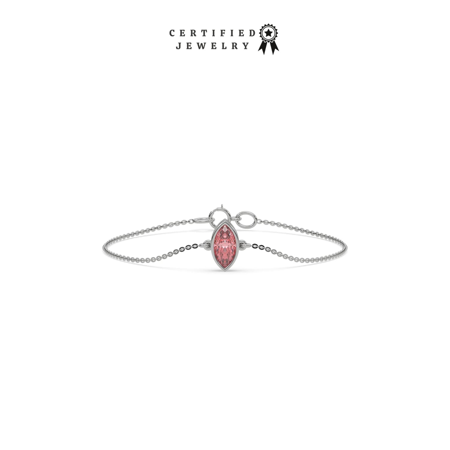 3 CT Fancy Pink Diamond Marquise Solitaire Bezel Bracelet