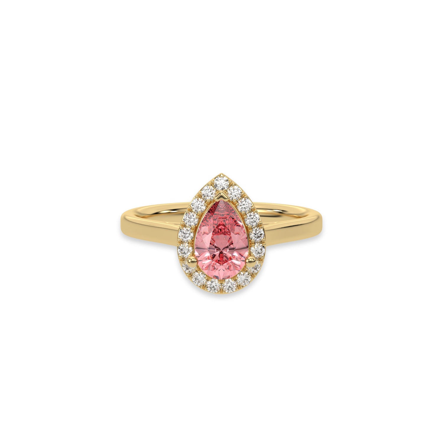 18K Yellow Gold Fancy Pink Pear Diamond Engagement Ring