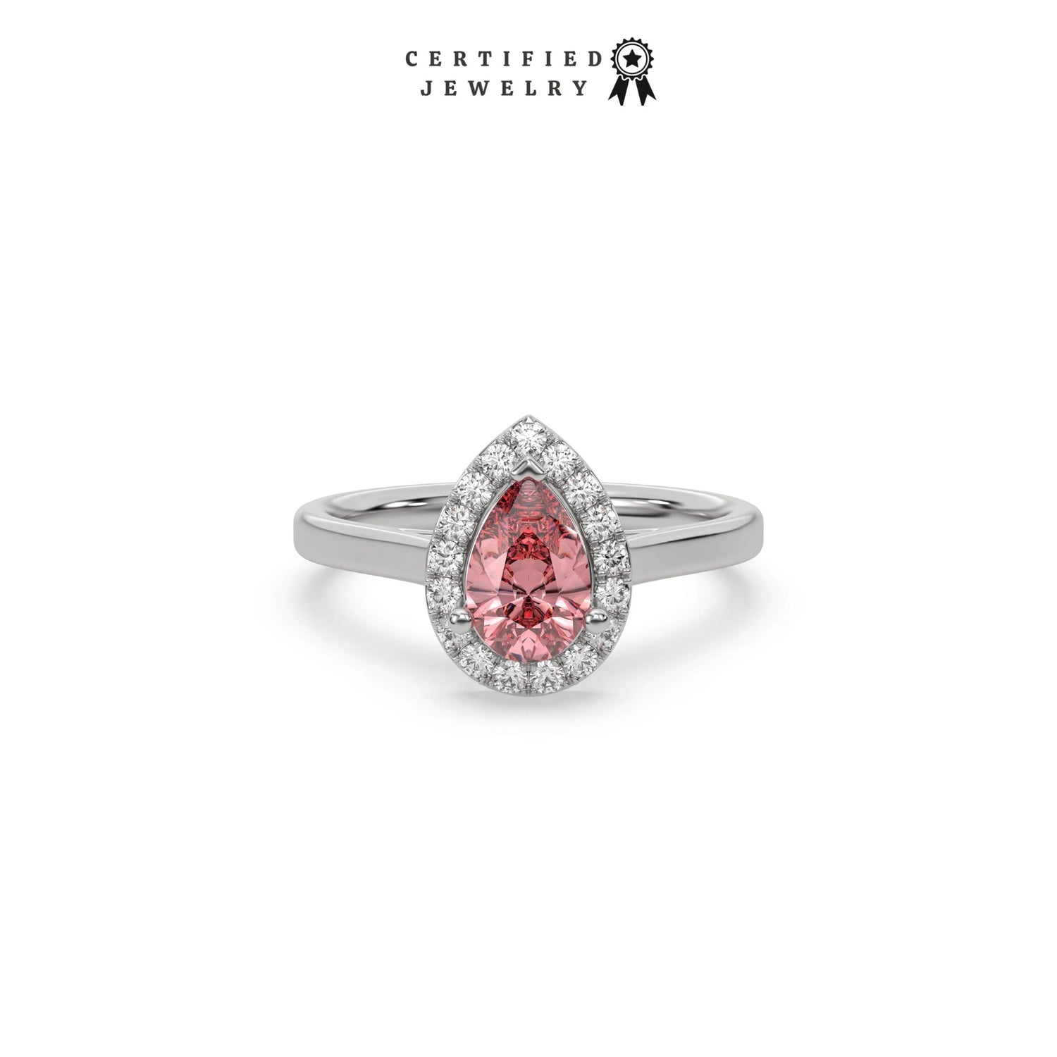 Pear Diamond Ring, Pink Diamond Ring, Halo Engagement Ring, Halo Diamond Ring, Pink Engagement Ring, Anniversary Gift